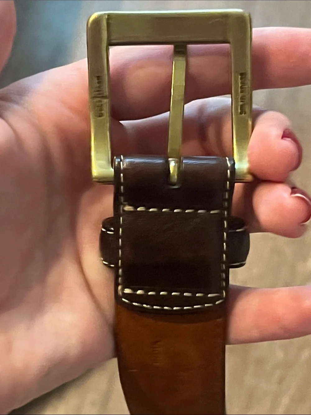Cole Haan Dark Brown Leather Belt with Brass Buckle